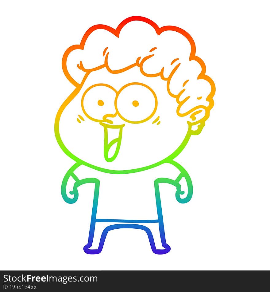 rainbow gradient line drawing cartoon happy man