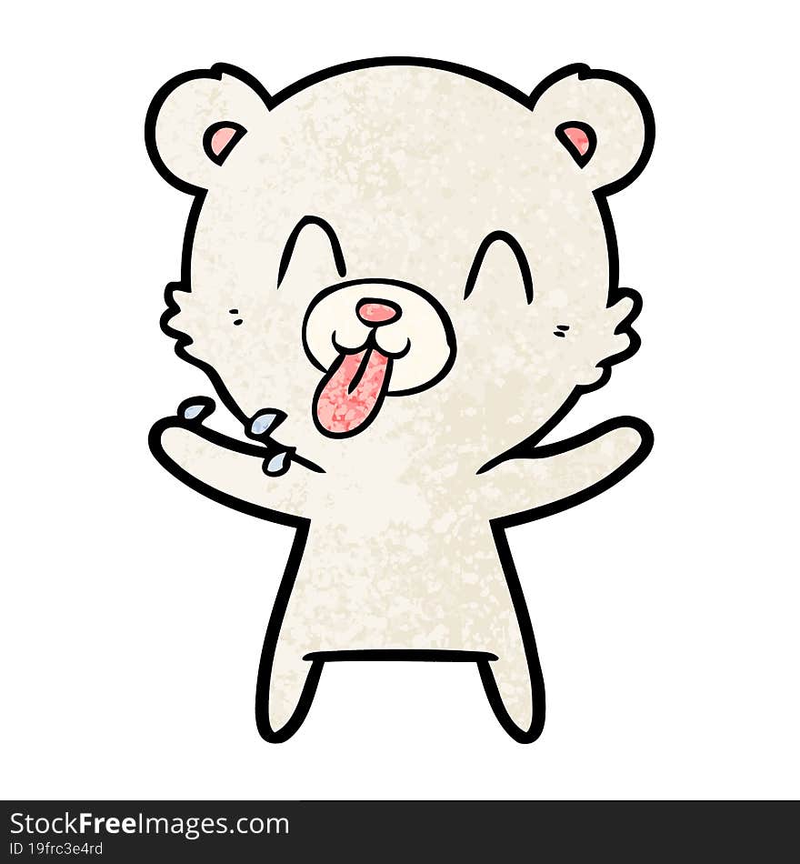 rude cartoon polar bear sticking out tongue. rude cartoon polar bear sticking out tongue