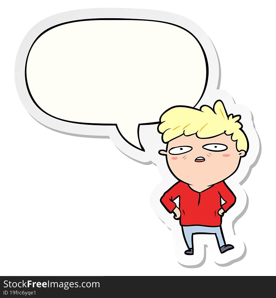 cartoon impatient man with speech bubble sticker