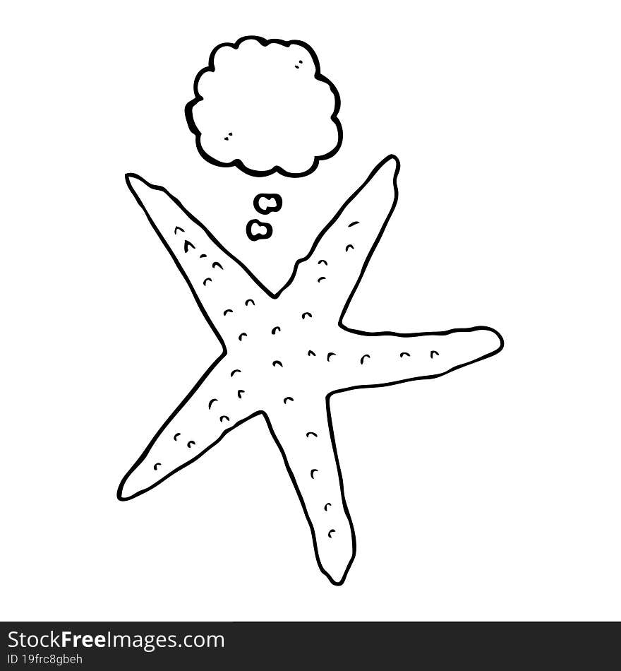 freehand drawn thought bubble cartoon starfish