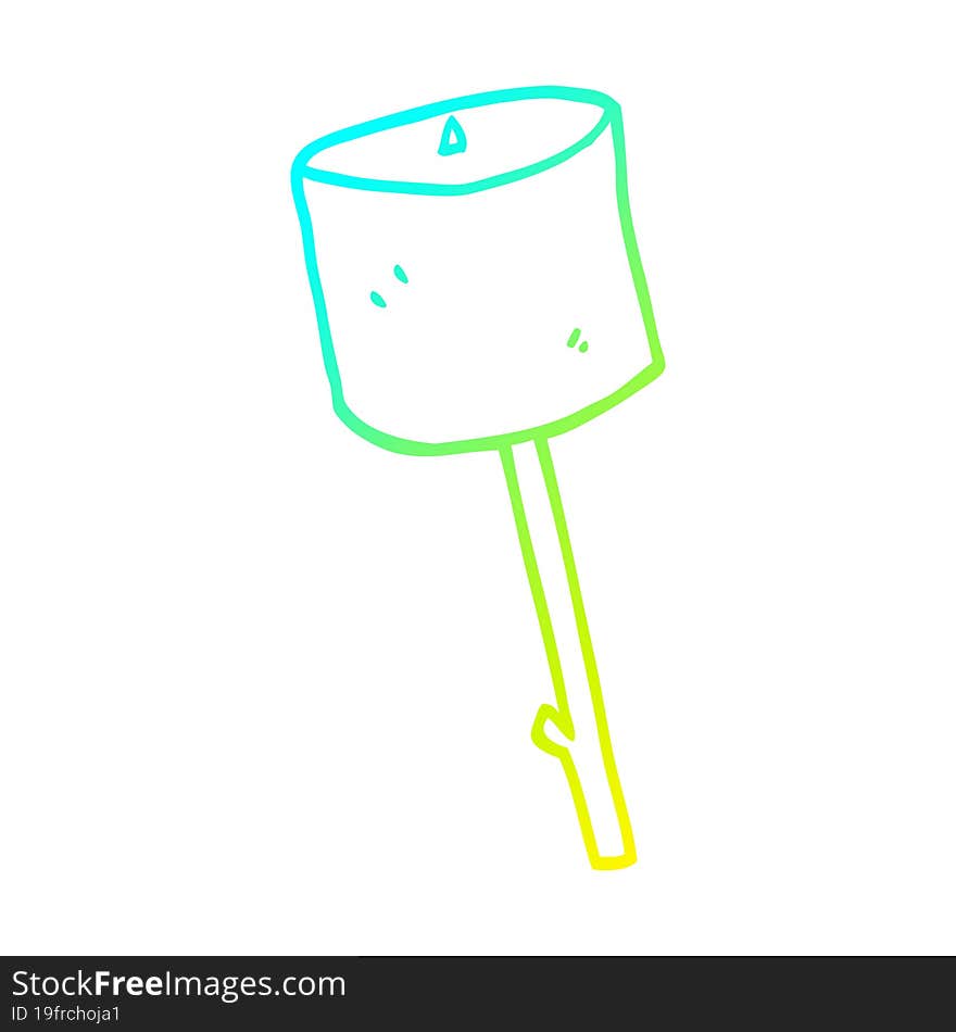 cold gradient line drawing cartoon marshmallow on stick