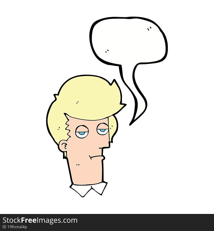 cartoon bored man with speech bubble