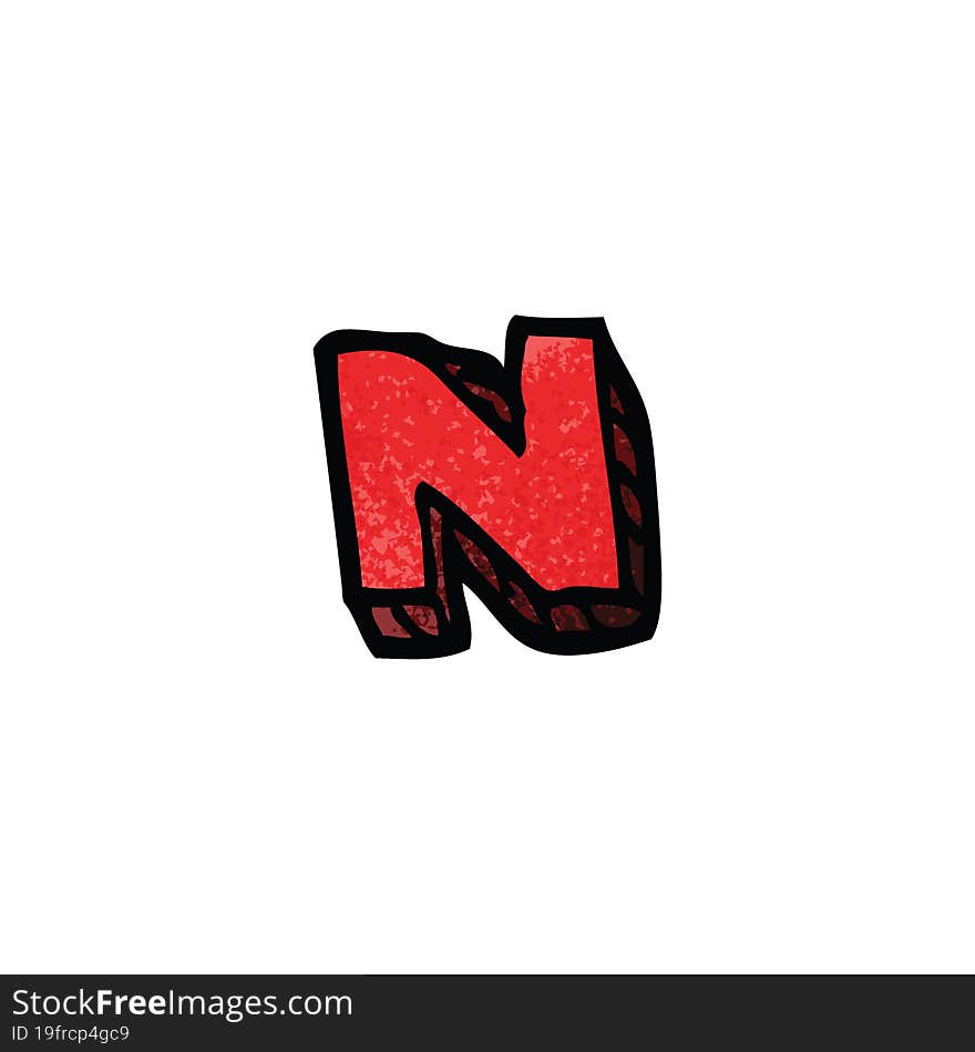 cartoon doodle letter n