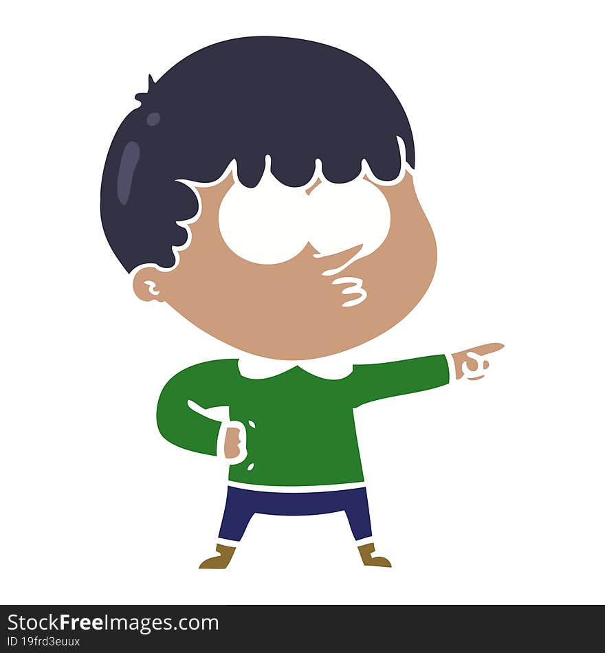 flat color style cartoon pointing boy