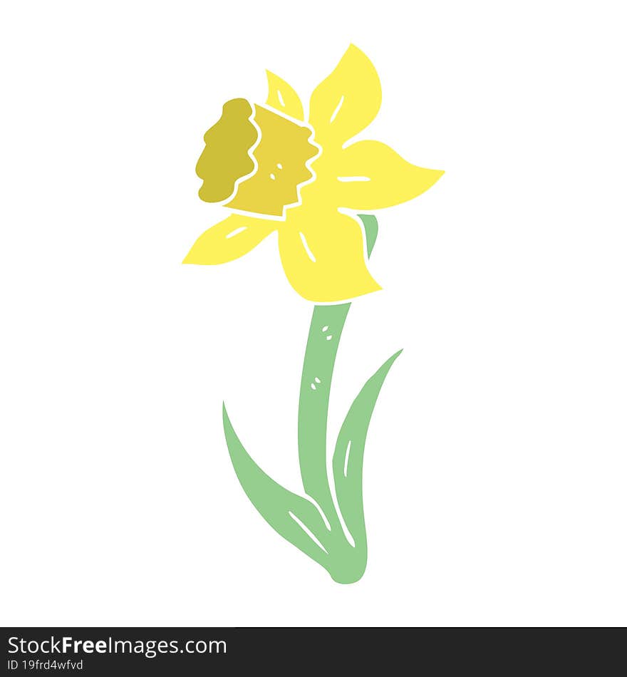 Flat Color Illustration Cartoon Daffodil