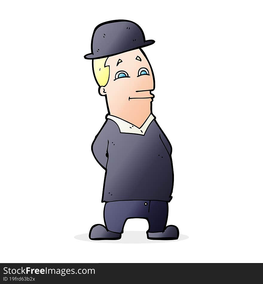 Cartoon Man Wearing Bowler Hat