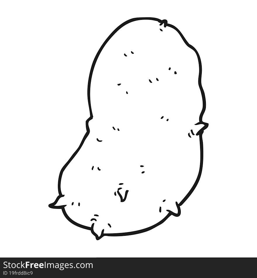 freehand drawn black and white cartoon potato