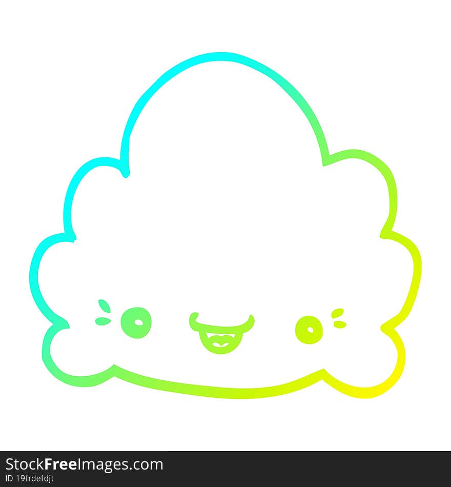 cold gradient line drawing cartoon cloud