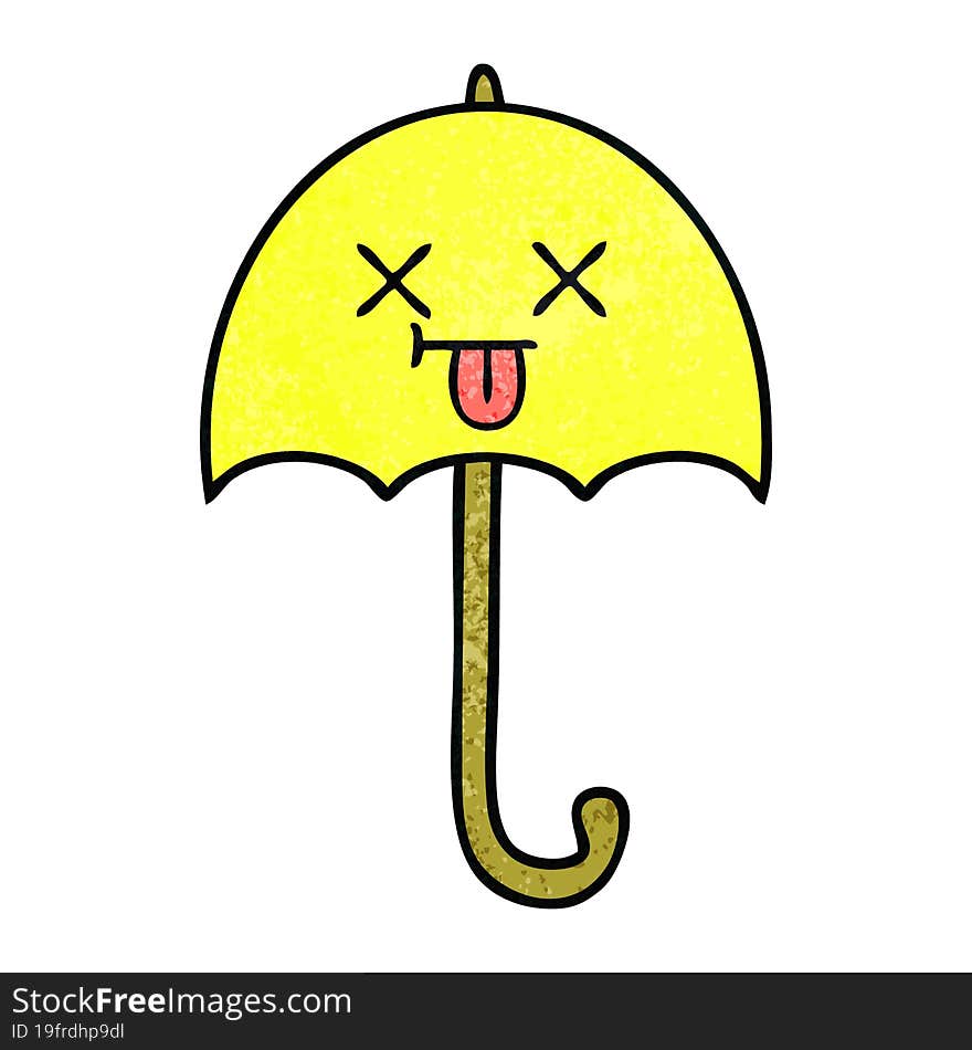 retro grunge texture cartoon of a umbrella