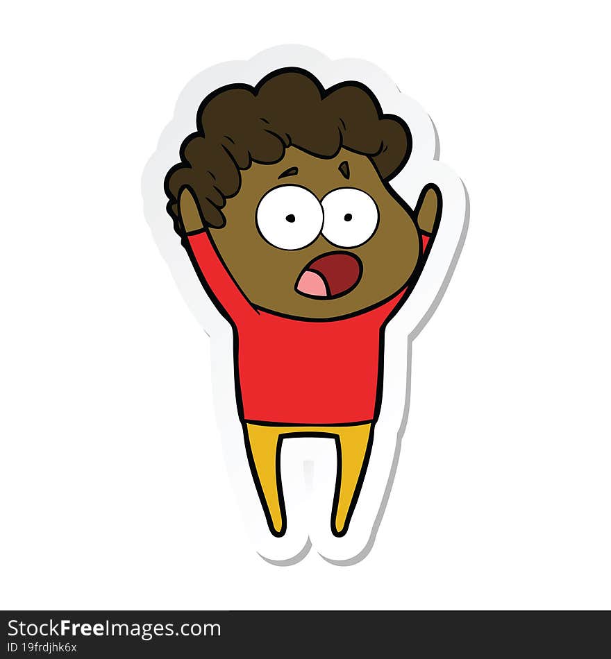 sticker of a cartoon man gasping in surprise