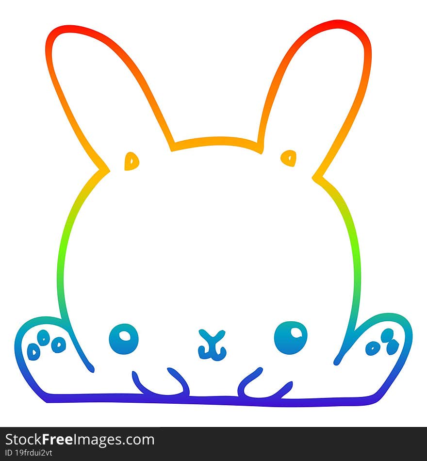 rainbow gradient line drawing of a cartoon rabbit