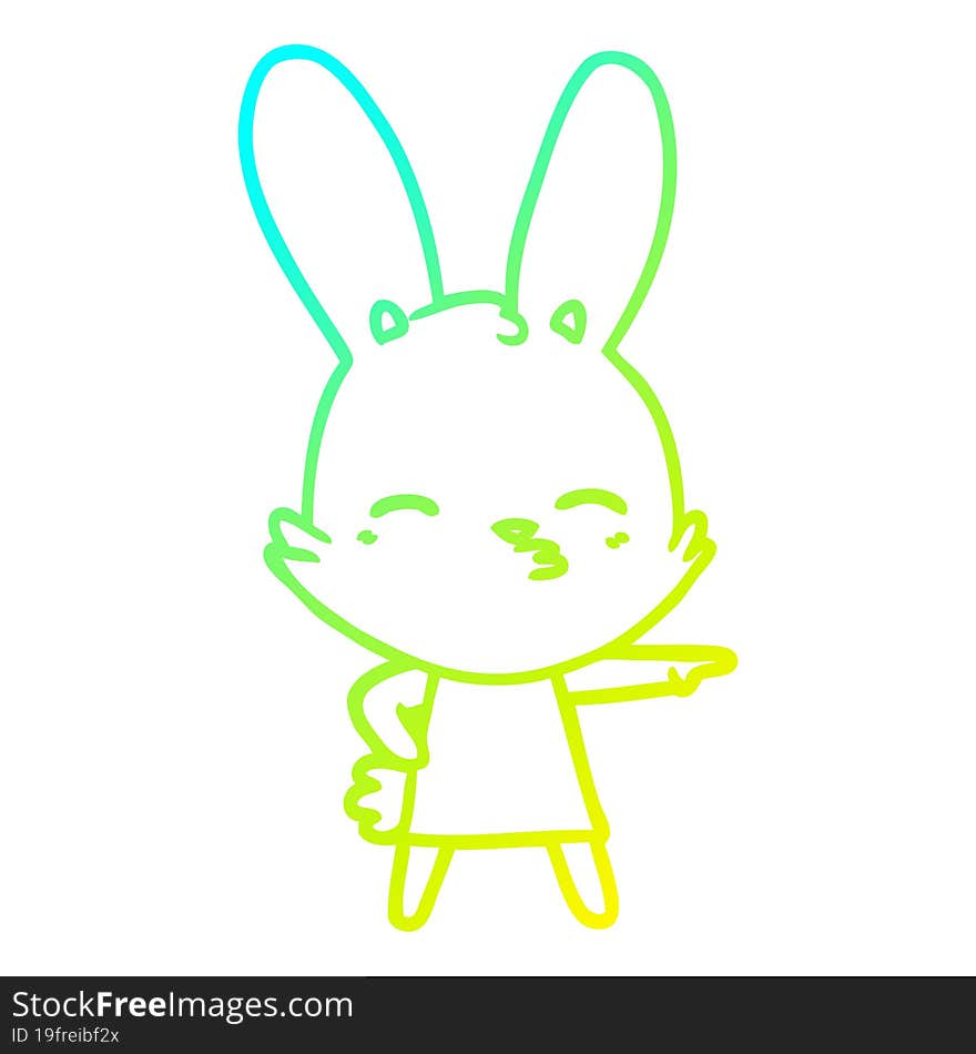 cold gradient line drawing curious bunny cartoon