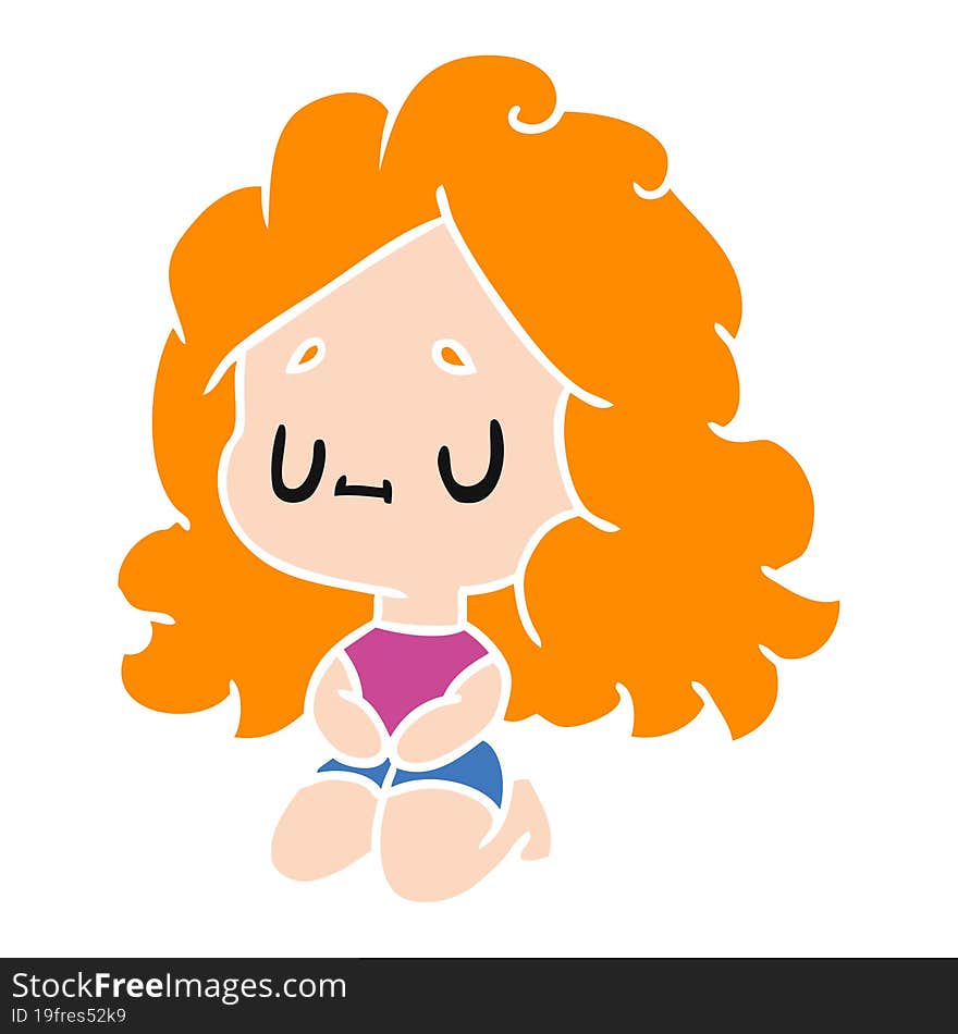 cartoon illustration of a cute kawaii girl. cartoon illustration of a cute kawaii girl