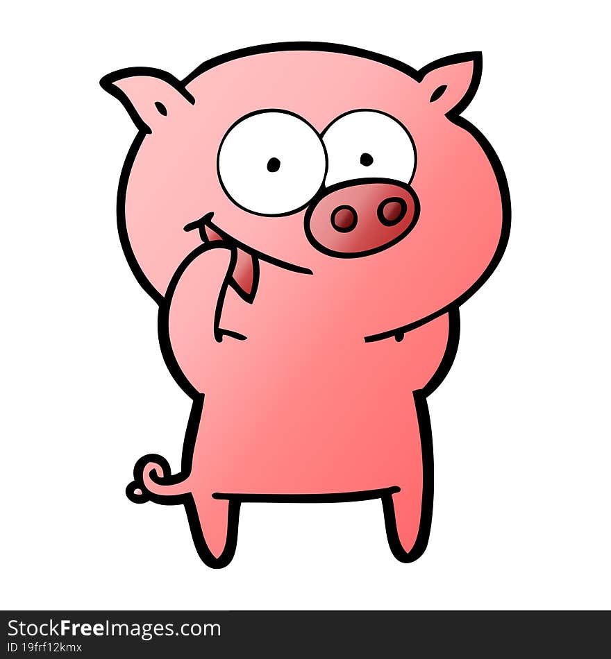 cheerful pig cartoon. cheerful pig cartoon