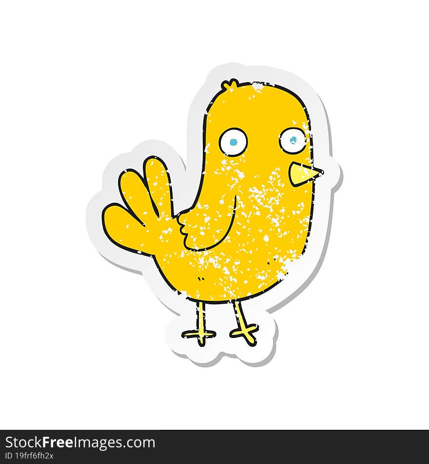 retro distressed sticker of a cartoon bird