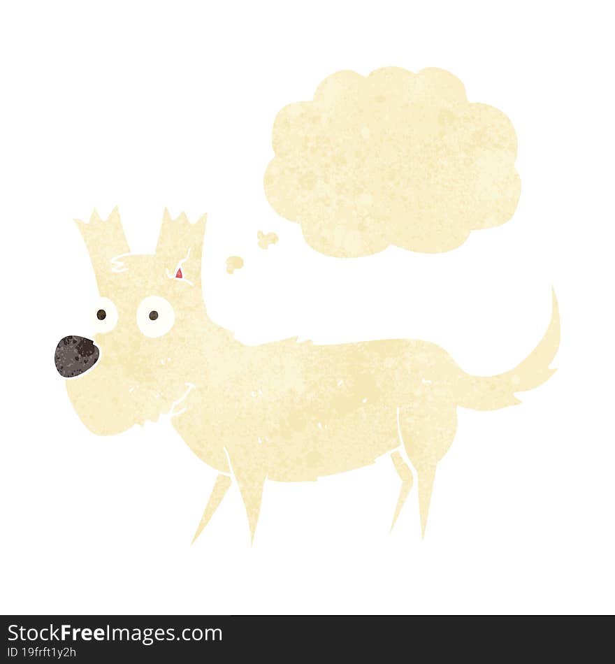 Cartoon Cute Little Dog With Thought Bubble