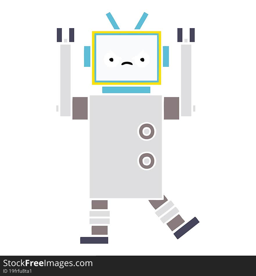 flat color retro cartoon robot