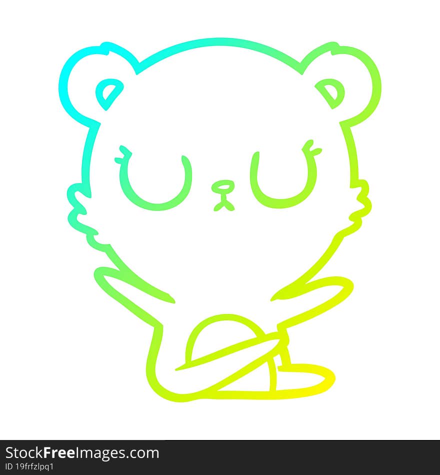 cold gradient line drawing peaceful cartoon bear