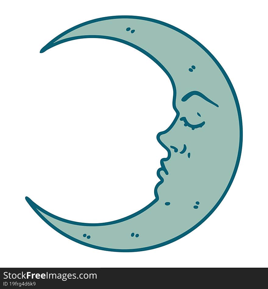 tattoo style icon of a crescent moon