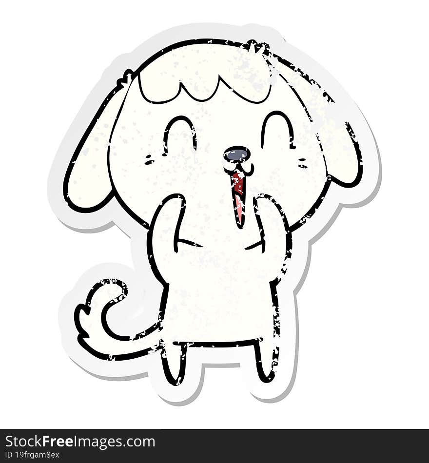 Distressed Sticker Of A Cute Cartoon Dog