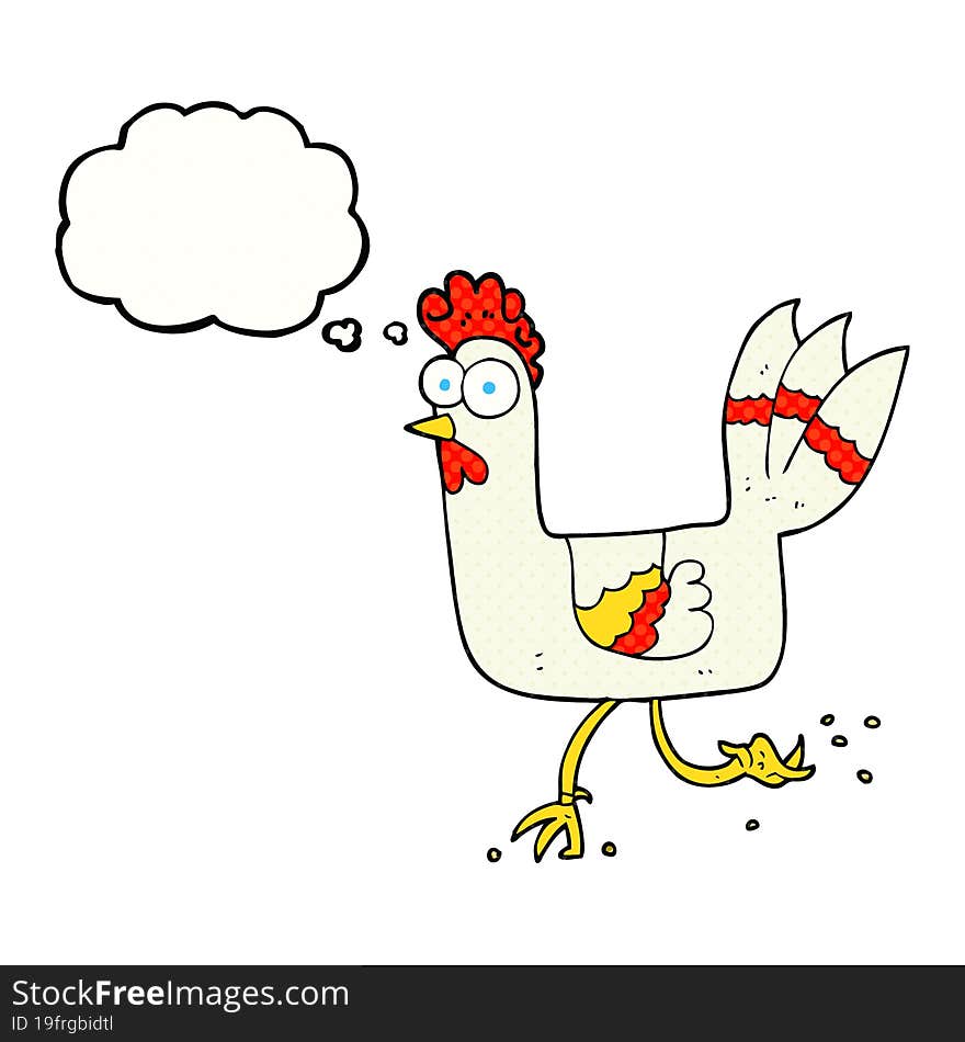 thought bubble cartoon chicken running