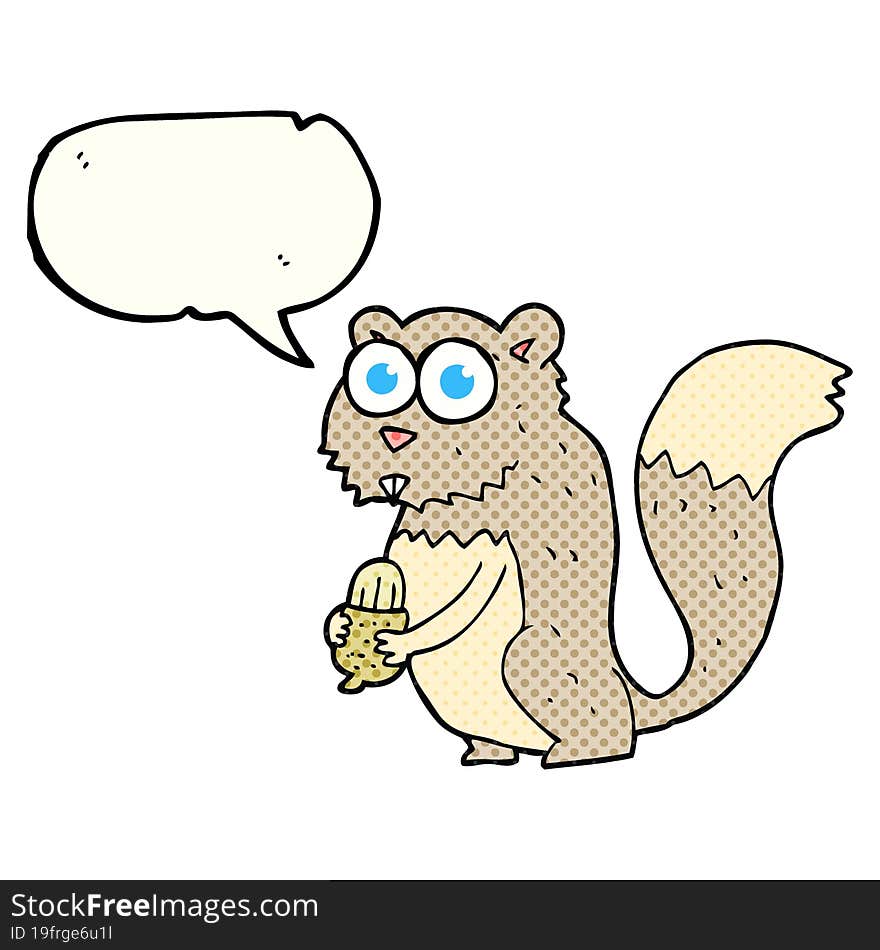 comic book speech bubble cartoon angry squirrel with nut