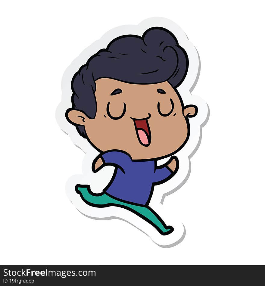 sticker of a happy cartoon man