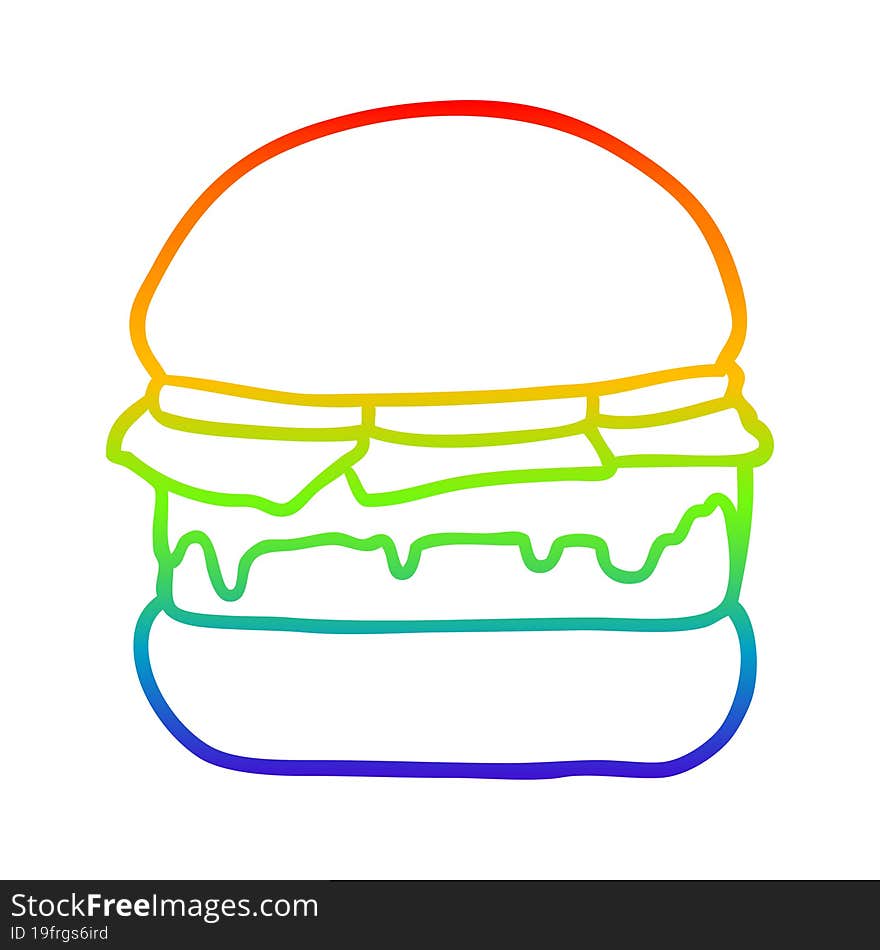 rainbow gradient line drawing stacked burger