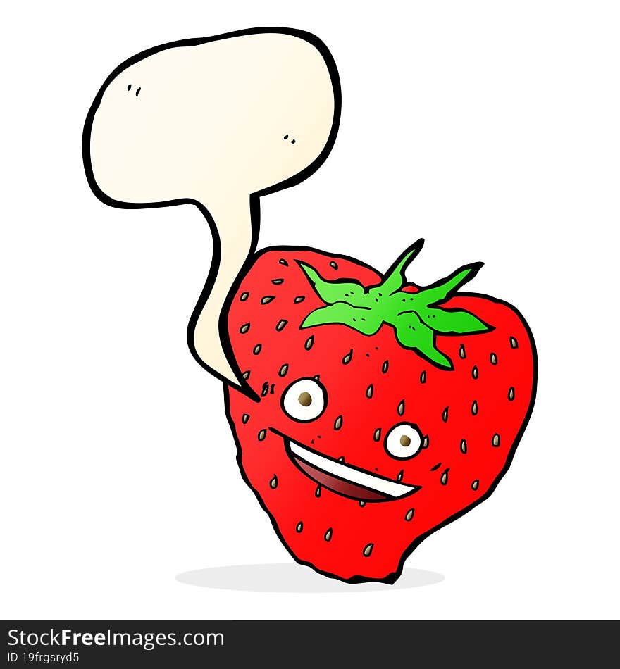 cartoon strawberry with speech bubble