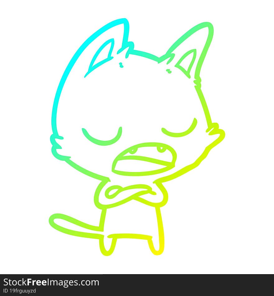 Cold Gradient Line Drawing Talking Cat Cartoon