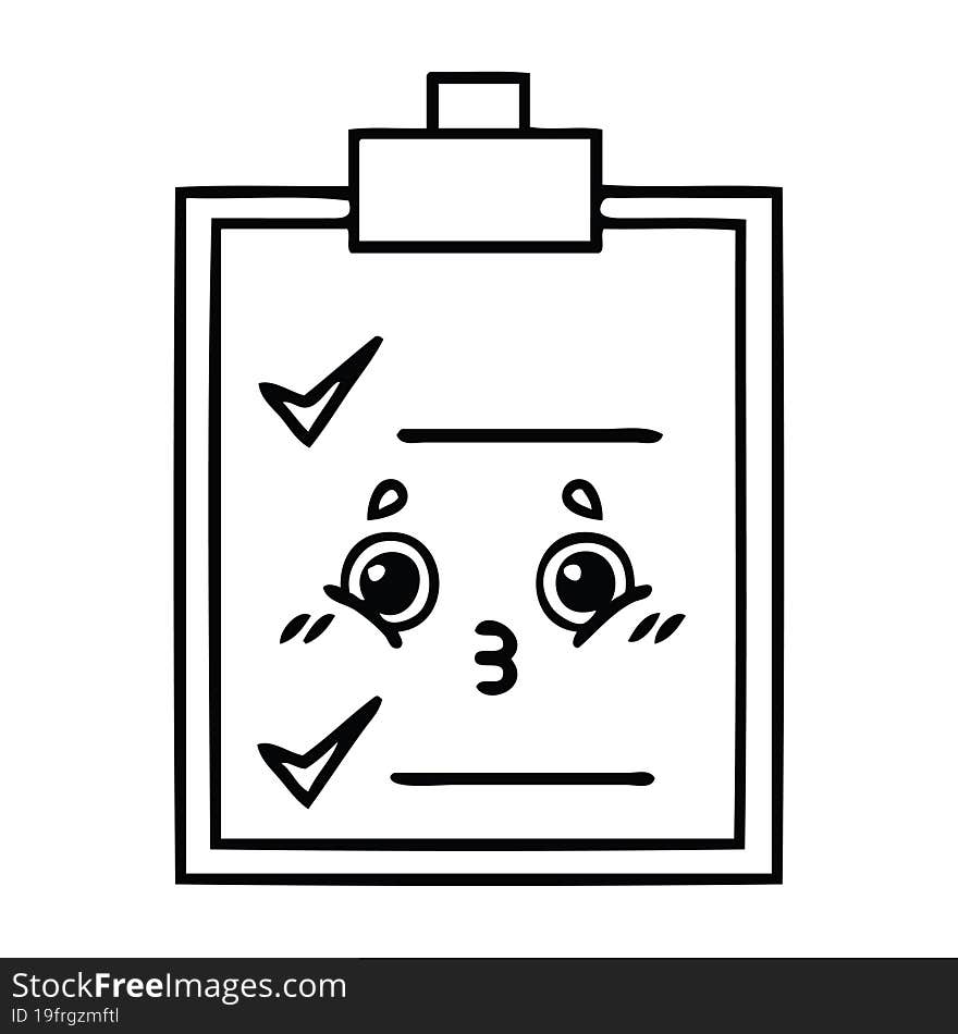 line drawing cartoon of a check list