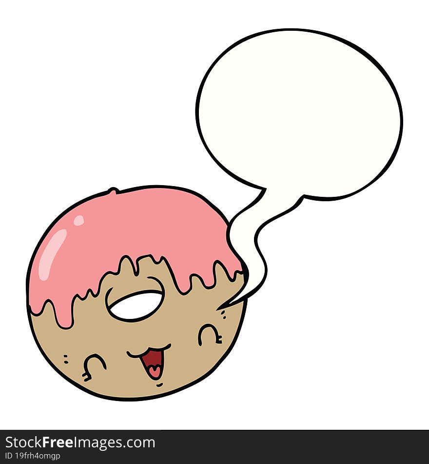 Cute Cartoon Donut And Speech Bubble