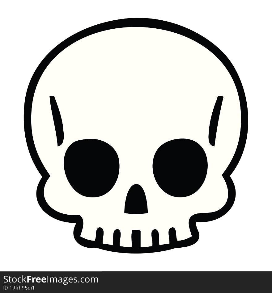 hand drawn quirky cartoon skull. hand drawn quirky cartoon skull