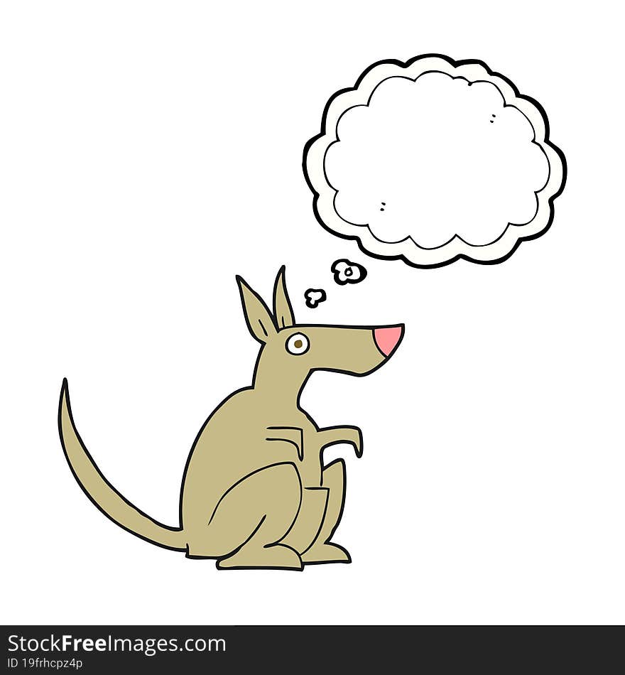 freehand drawn thought bubble cartoon kangaroo