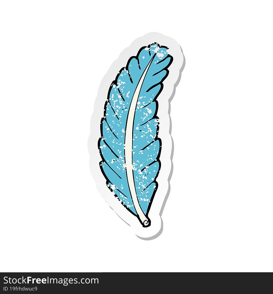 retro distressed sticker of a cartoon feather