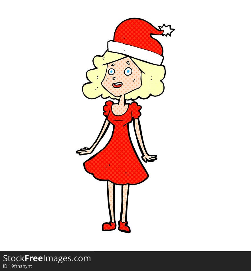 cartoon woman dressed for christmas