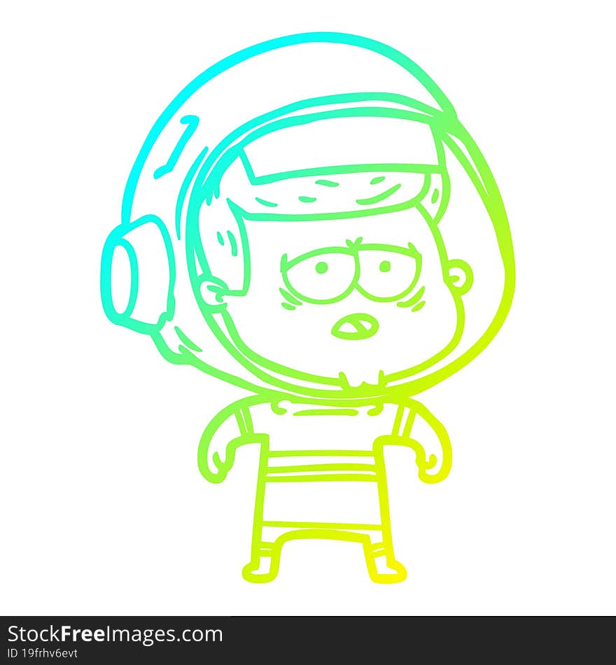 cold gradient line drawing cartoon tired astronaut