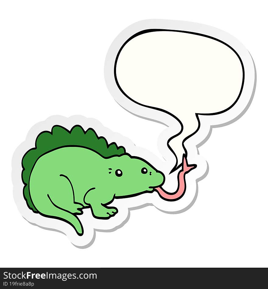 cartoon lizard and speech bubble sticker