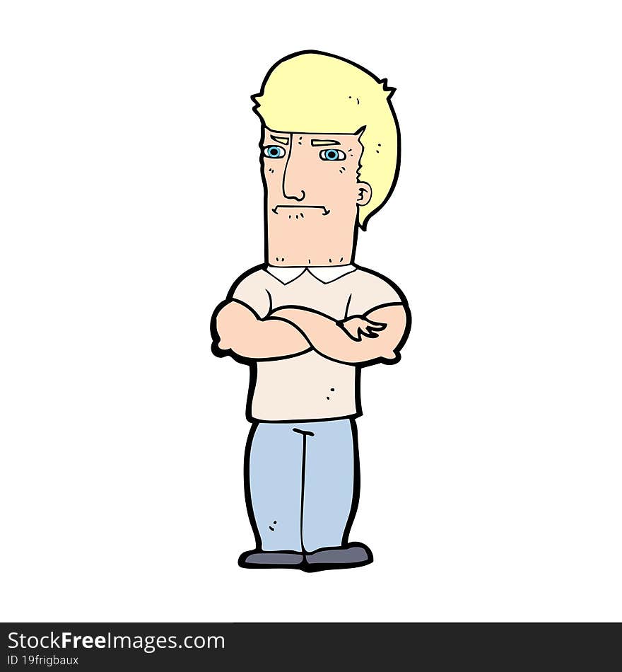 Cartoon Annoyed Man With Folded Arms