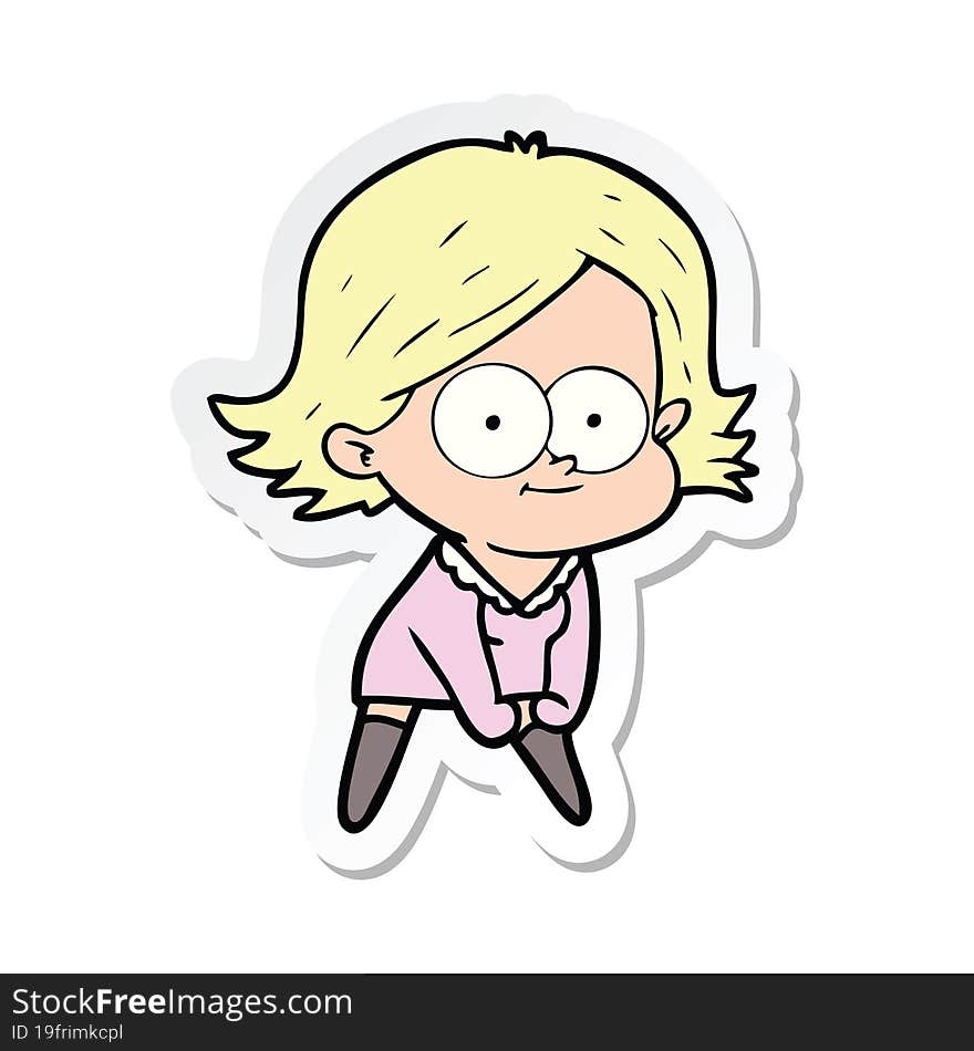 sticker of a happy cartoon girl