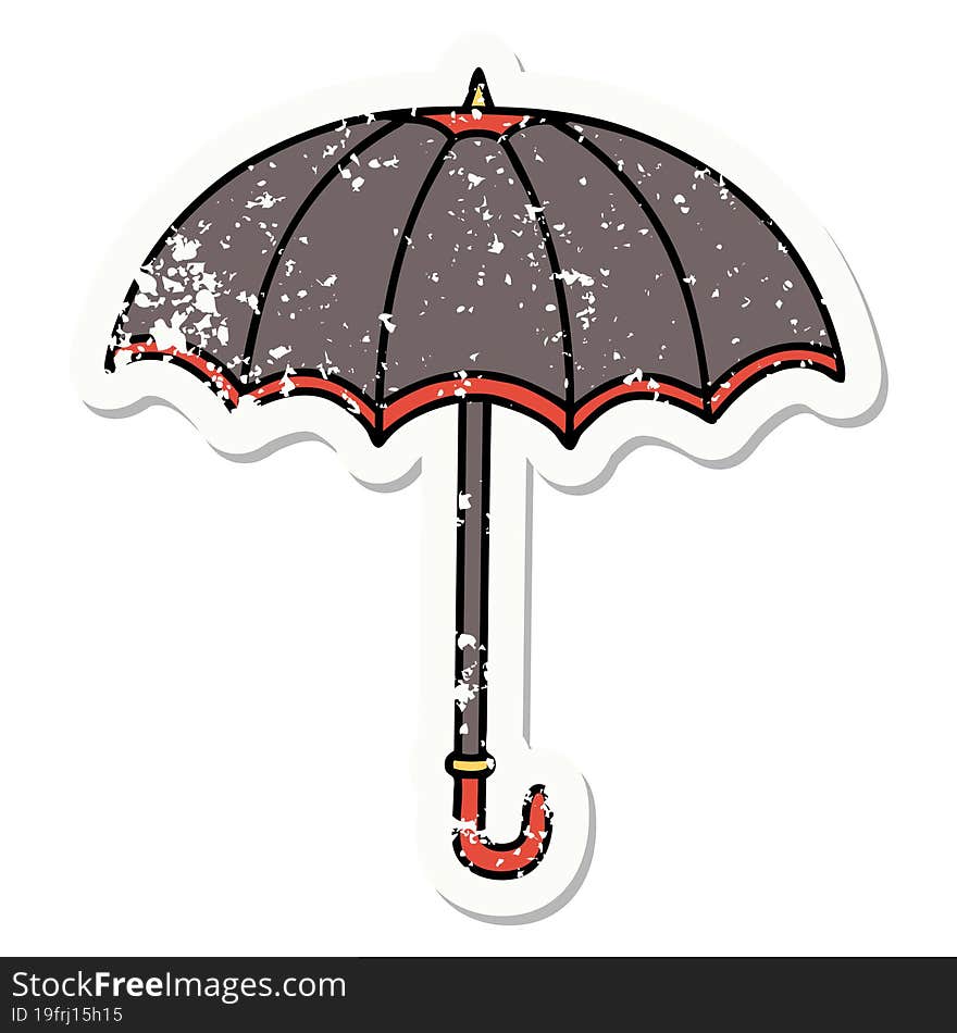 traditional distressed sticker tattoo of an umbrella