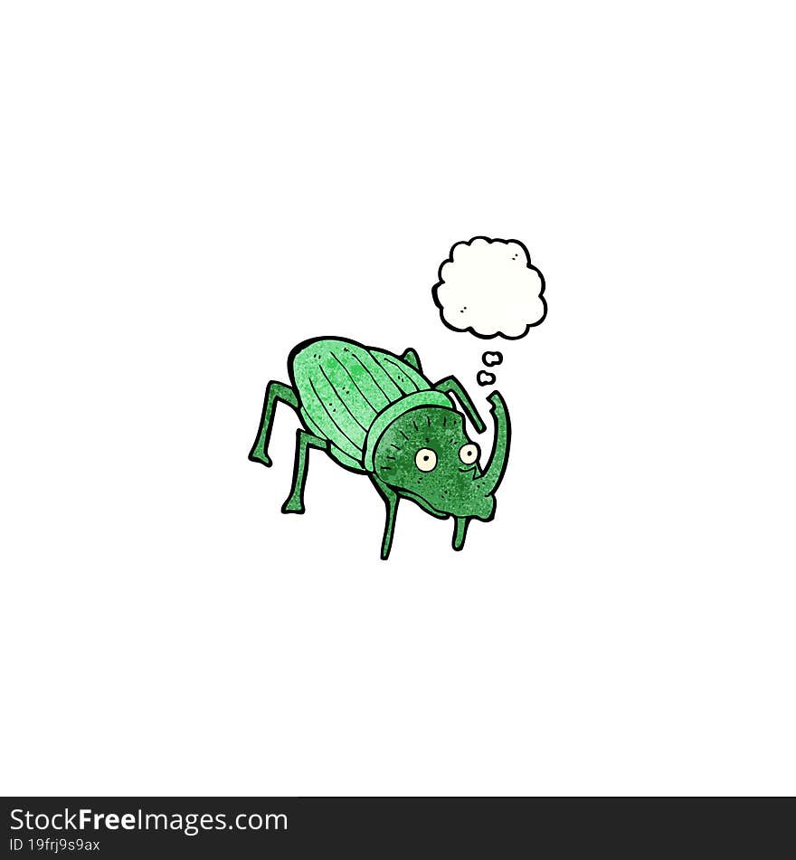 cartoon stag beetle with thought bubble