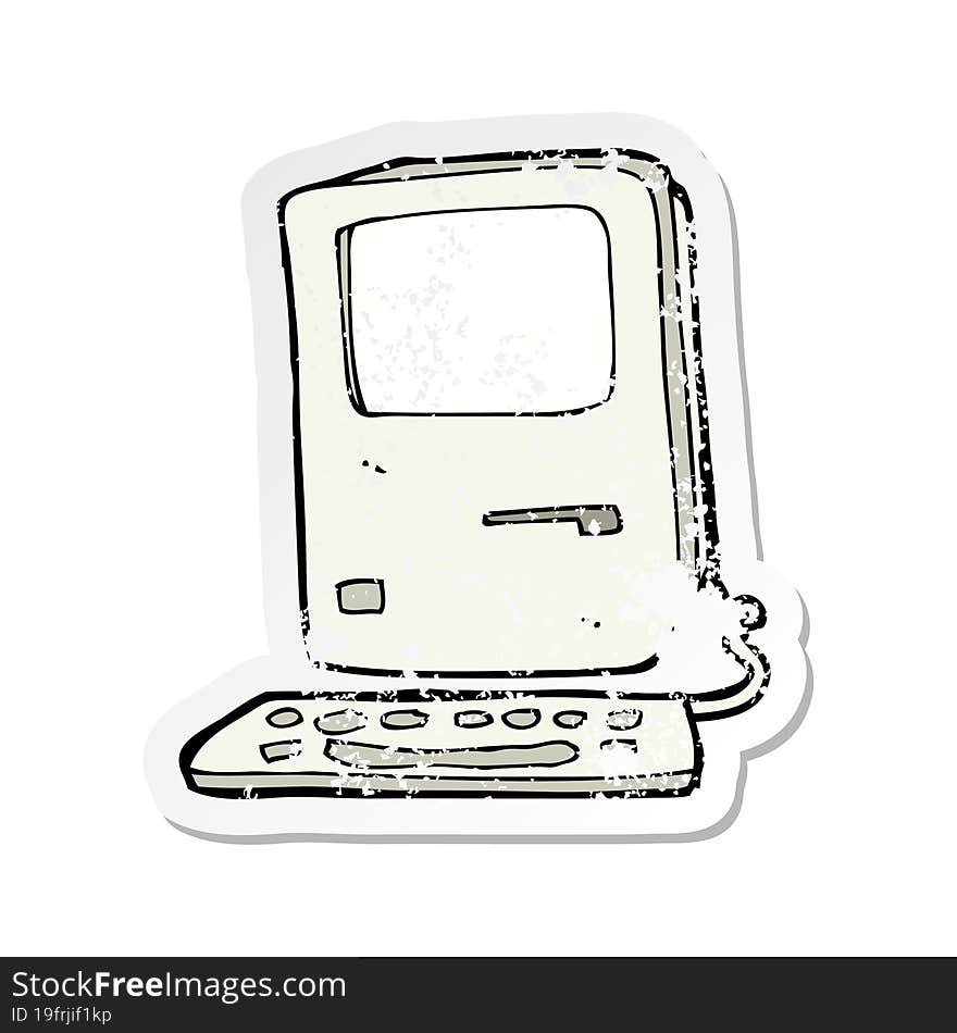 retro distressed sticker of a cartoon old computer