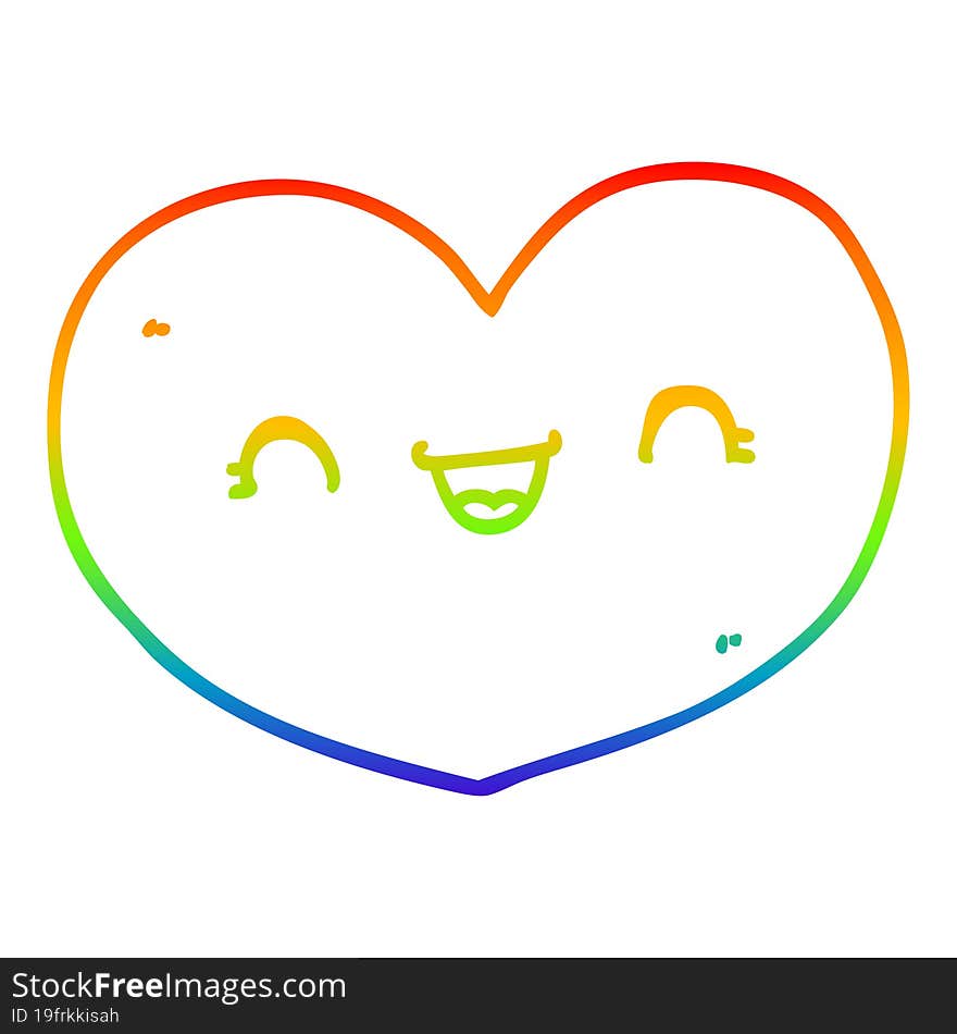 rainbow gradient line drawing cartoon love heart