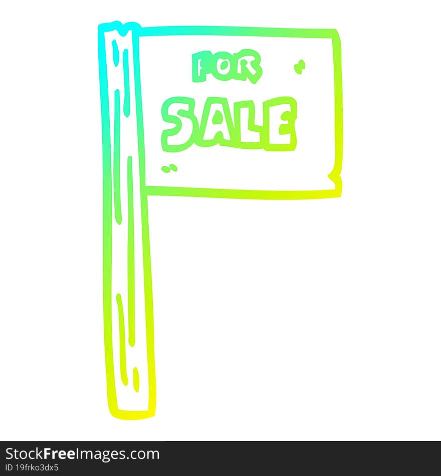 cold gradient line drawing cartoon sale sign