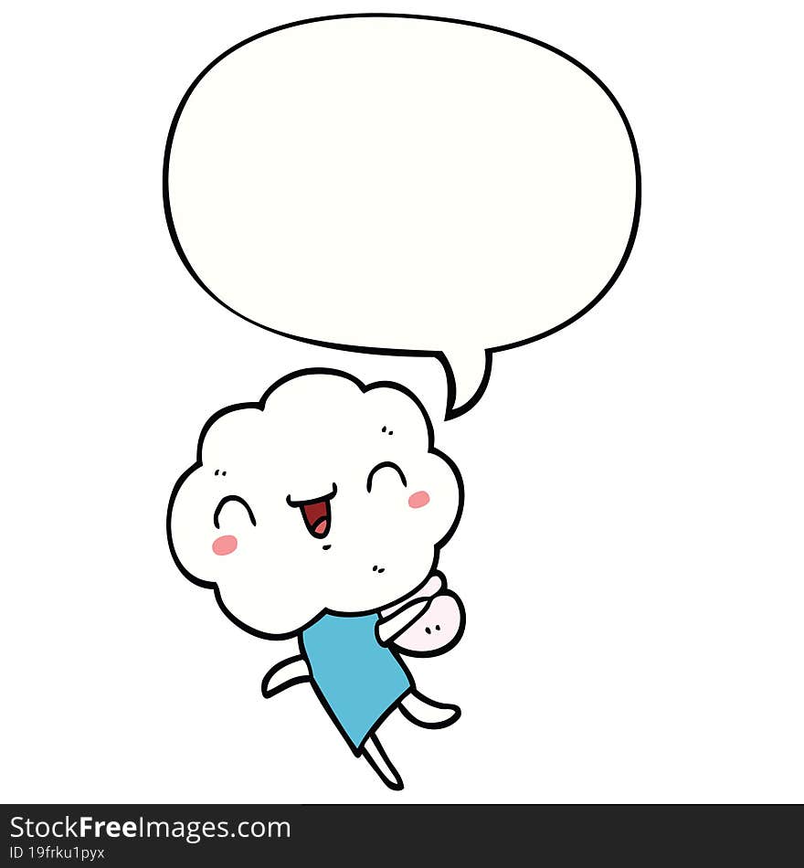 cute cartoon cloud head creature and speech bubble