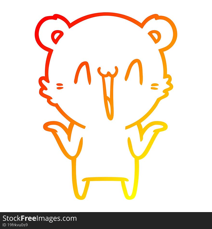 warm gradient line drawing happy bear cartoon