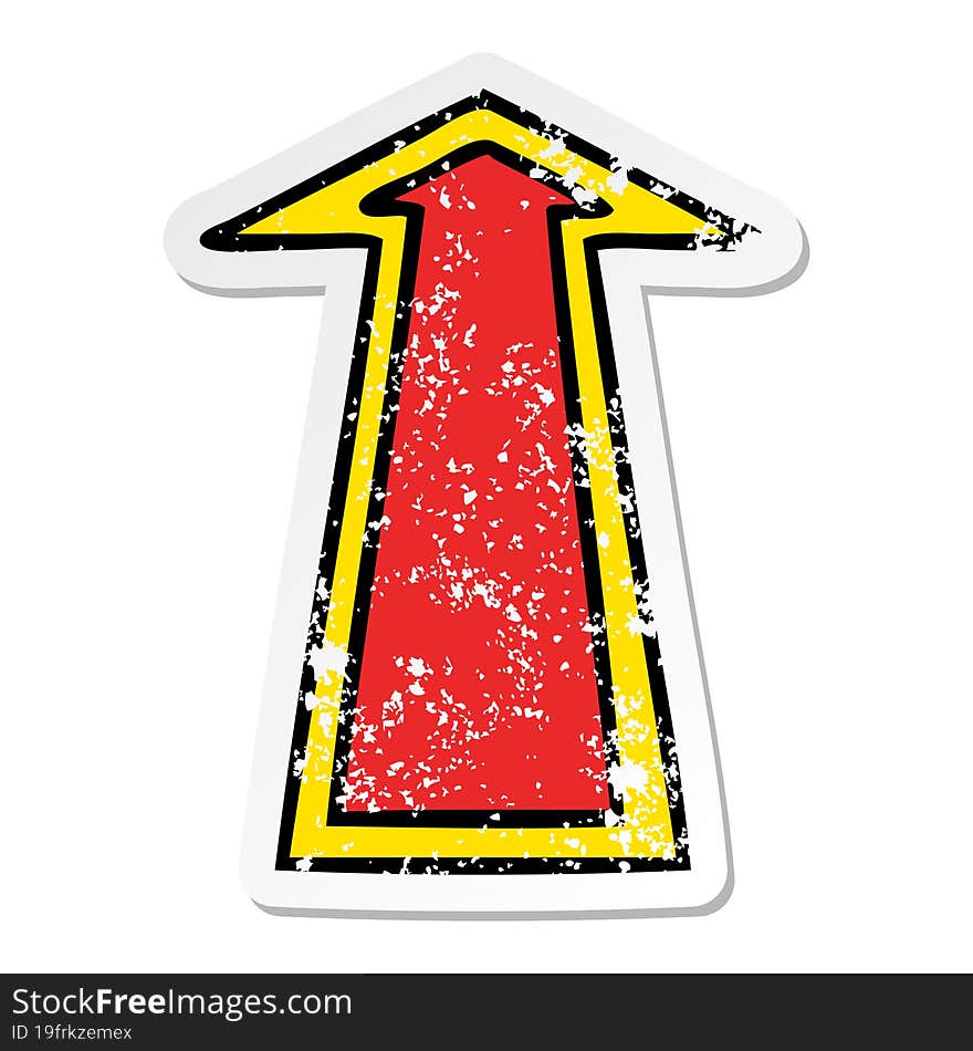 Distressed Sticker Of A Quirky Hand Drawn Cartoon Arrow