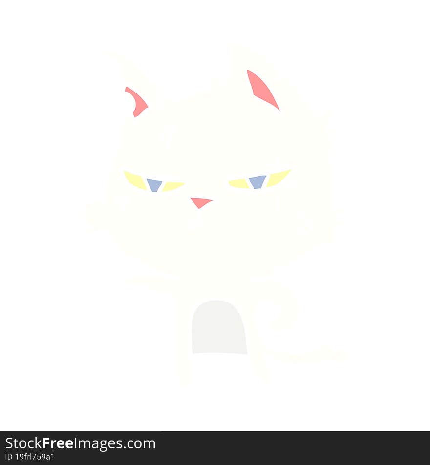 tough flat color style cartoon cat pointing