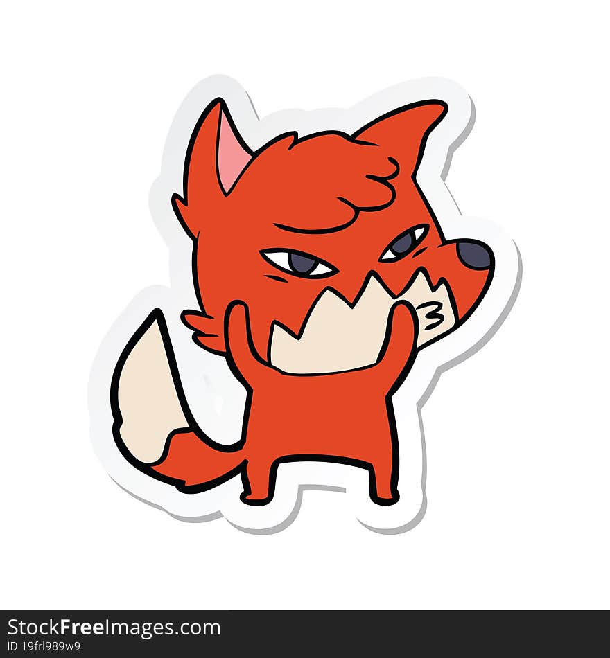 sticker of a clever cartoon fox